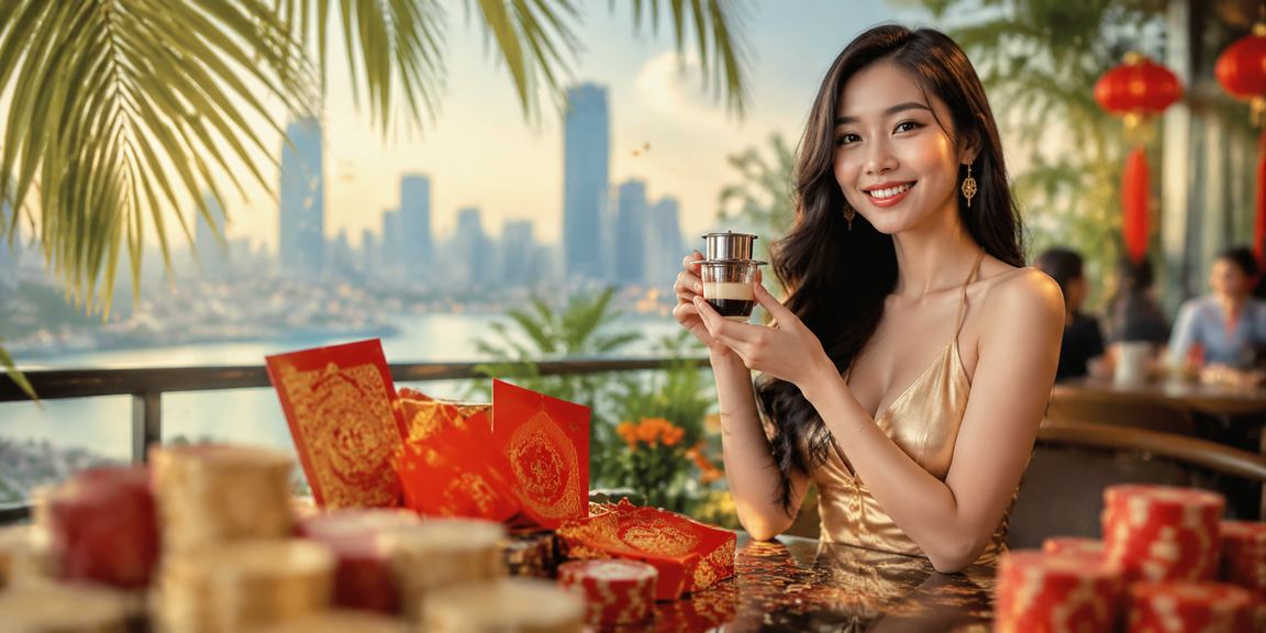 Người chơi tại Hà Nội nhận thưởng bao lì xì đỏ cùng cà phê Việt Nam