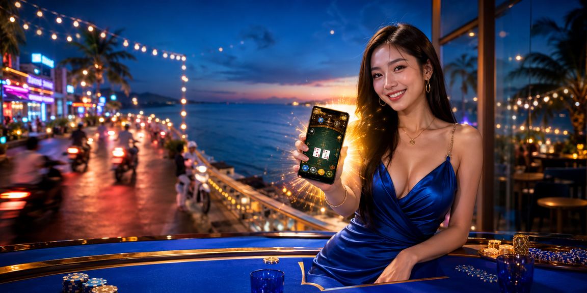 Người dùng chơi Baccarat trên điện thoại tại bãi biển Phú Quốc